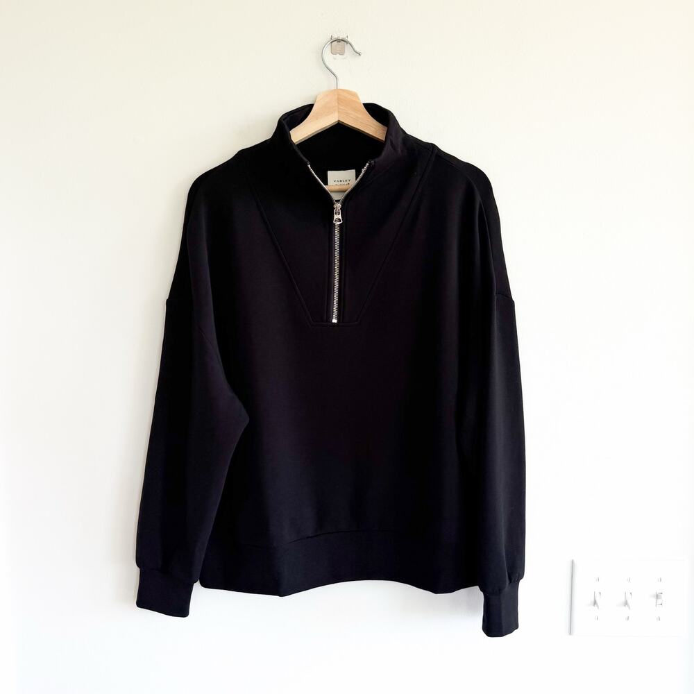 Varley Hawley Half-Zip DoubleSoft Mock Neck Pullover Sweatshirt Black M